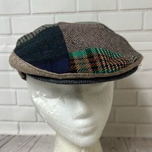 VTG Hats of Ireland Castlebar Patchwork Hat Men Donegal Tweed Wool Plaid Newsboy